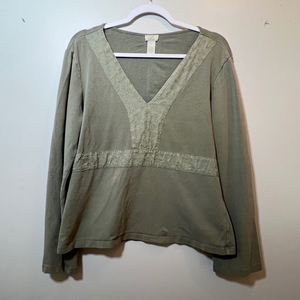 J Jill Stretch Olive Green Long-Sleeve Tunic Top Size Women’s Large